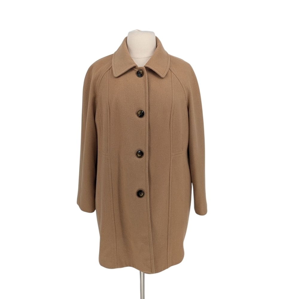London Fog Wool Blend Pea Coat Tan Size 1X preppy fall winter classic Business